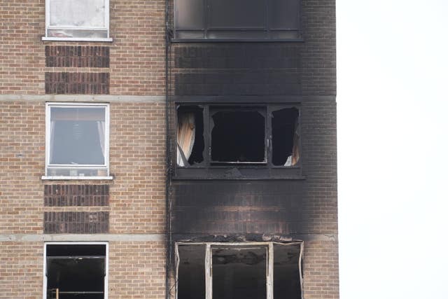 The scene following a fire in a tower block in Catford, south-east London