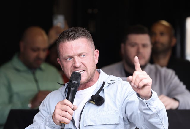 Robinson at a protest march in June last year (David Parry/PA)