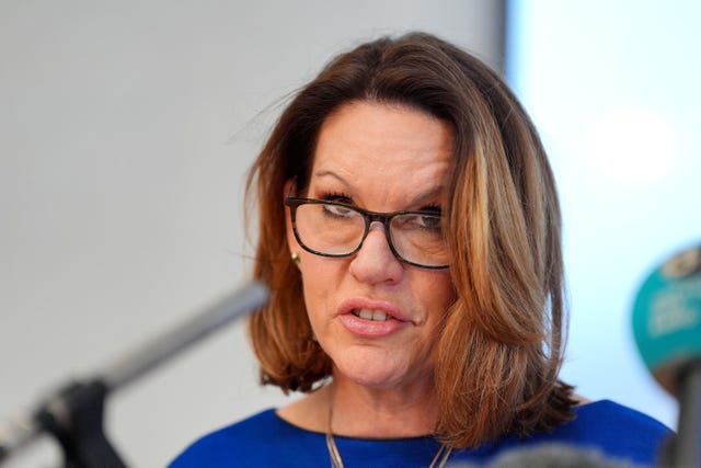 Emma Webber, the mother of Barnaby Webber, speaking to the media during a press conference 