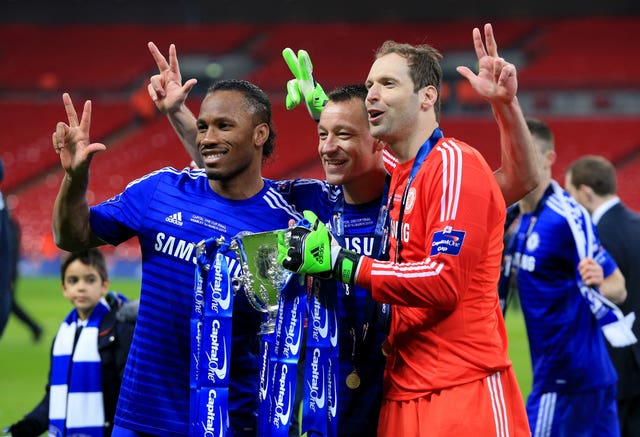 Cech lifted the League Cup as Chelsea beat Tottenham in the 2015 final