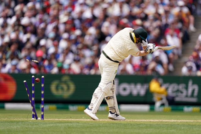 Australia’s Steve Smith is bowled