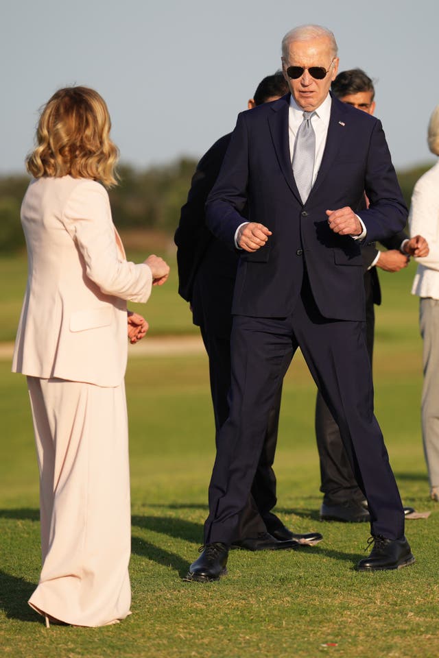 US president Joe Biden and Italian prime minister Giorgia Meloni (Christopher Furlong/PA)