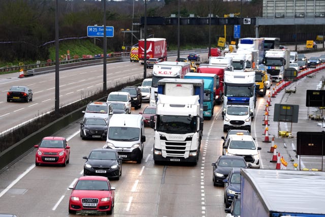 Traffic backed up on a motorway