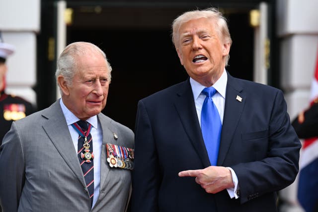 US President Donald Trump bids farewell to the King outside the White House last month