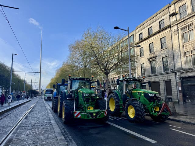 Vehicles take part on the third day of a national fuel protest against rising fuel prices in O&rsquo;Connell Street, Dublin