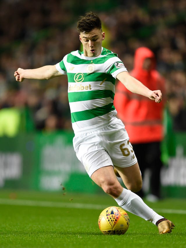 Celtic’s Kieran Tierney wearing a dafabet shirt (Ian Rutherford/PA)