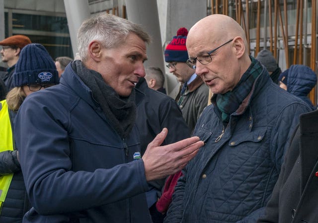 John Swinney and Jonnie Hall speaking