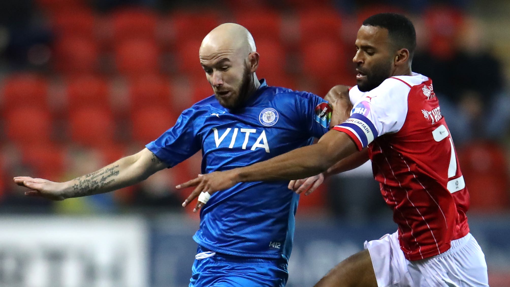 Paddy Madden, left, got among the goals for Stockport (Simon Marper/PA)