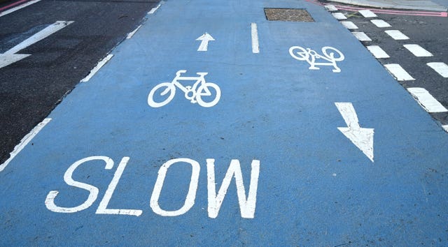 Cycle lane in London.