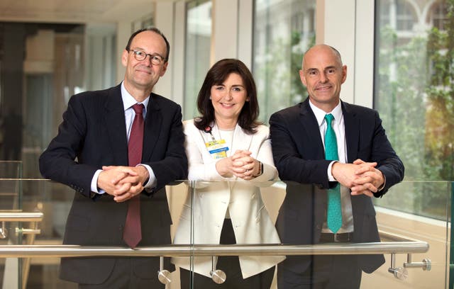 Mike Coupe, CEO of J Sainsbury, Judith McKenna, President and CEO of Walmart International and Roger Burnley, President and CEO of Asda (Sainsbury's/PA)