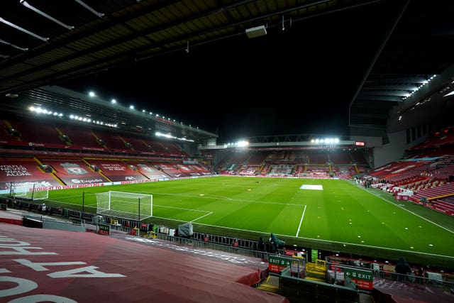 An empty Anfield before Liverpool's Premier League game against Burnley