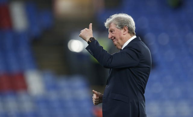 Roy Hodgson gives a thumbs-up to the fans at Selhurst Park
