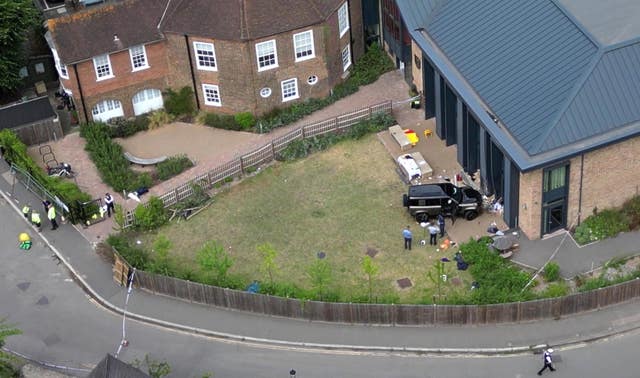 The Land Rover Defender inside the grounds of The Study Prep school in Camp Road, Wimbledon