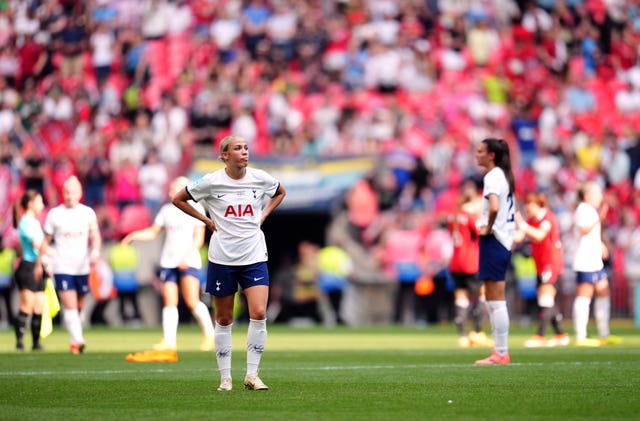 Tottenham’s Celin Bizet Ildhusoy appears dejected (John Walton/PA)