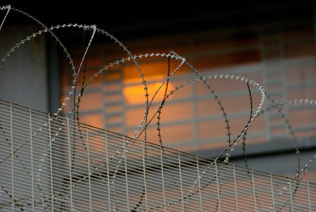 A view of razorwire at HMP Woodhill near Milton Keynes