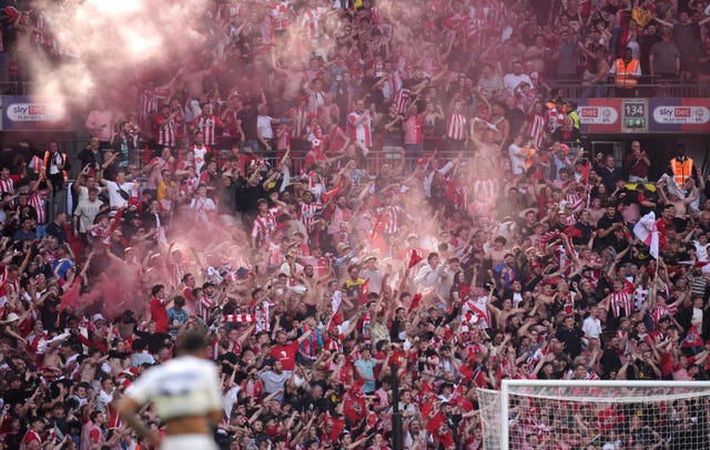 Southampton fans celebrate promotion to the Premier League (Adam Davy/PA)