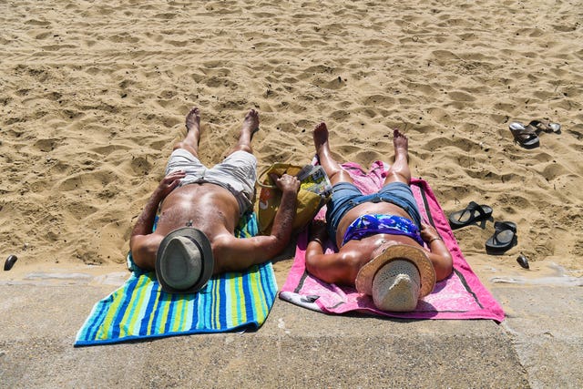 Sunbathers on Bournemouth beach