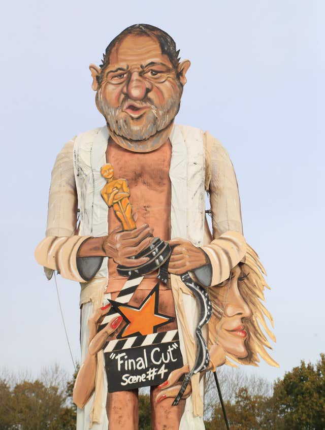 Last year's effigy was Harvey Weinstein