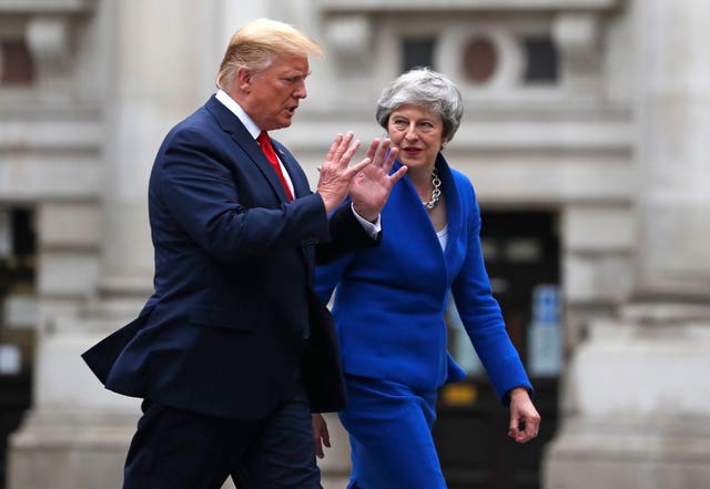 US President Donald Trump with then-prime minister Theresa May during his state visit