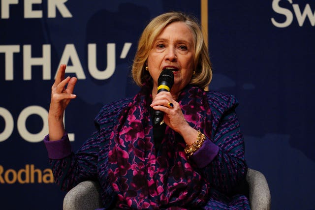Hillary Clinton warned of the dangers of disinformation during the event (Ben Birchall/PA)