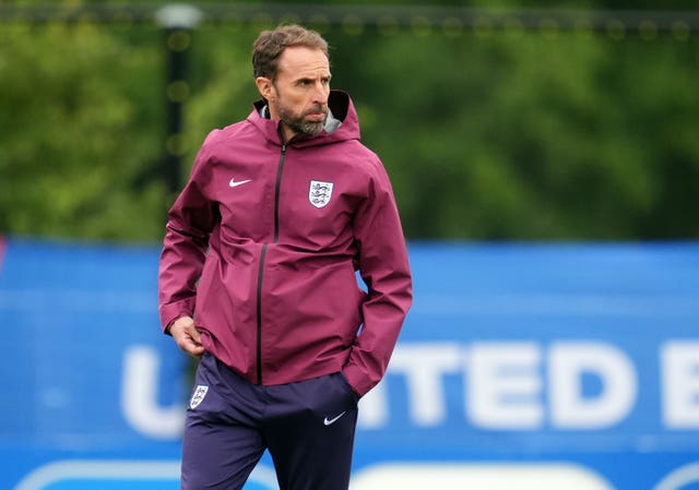 England manager Gareth Southgate during a training session at the Spa & Golf Resort Weimarer Land in Blankenhain, Germany