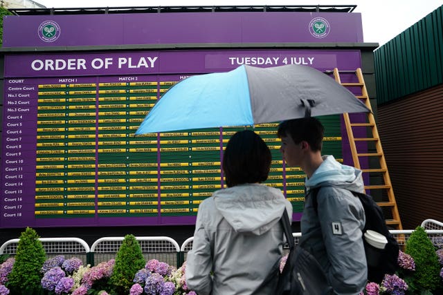 Rain wiped out all but eight matches on Tuesday