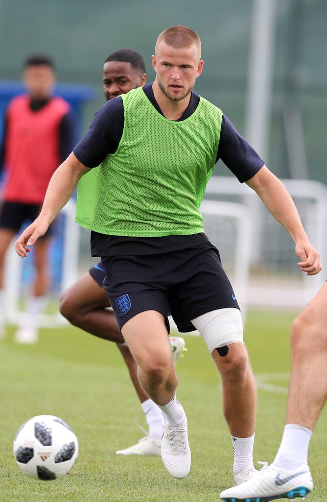 Eric Dier wore strapping during training on Wednesday