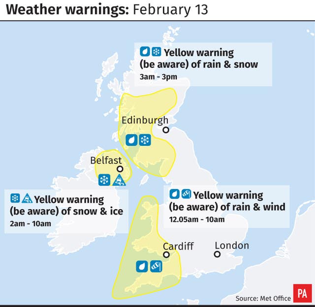 Weather warnings: February 13