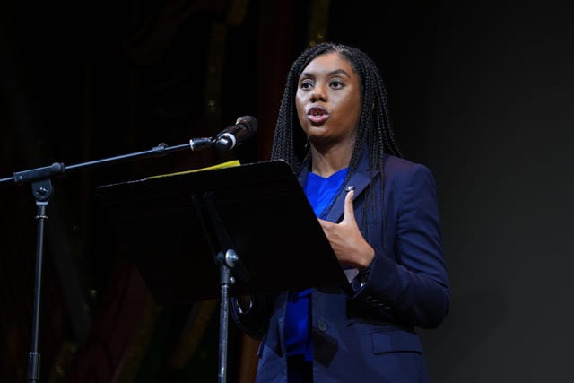 Kemi Badenoch speaking at a lectern