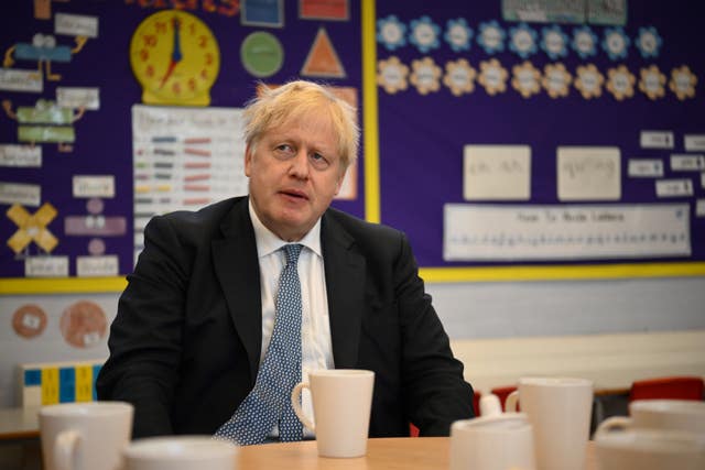 Prime Minister Boris Johnson during a visit at the Field End Infant school, in South Ruislip, following the local government elections