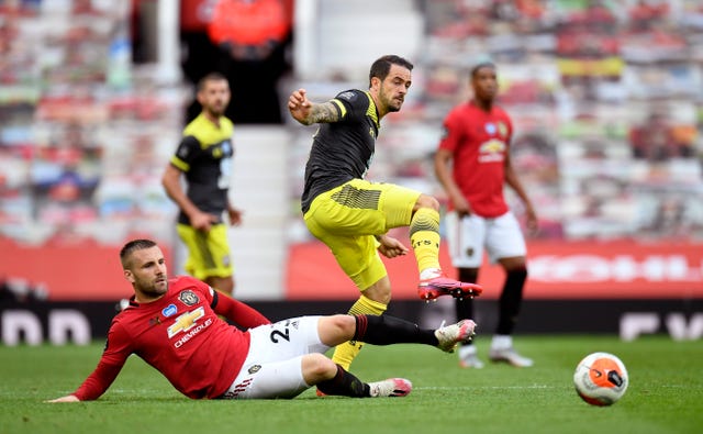 Luke Shaw was forced off during Monday's match against his former club