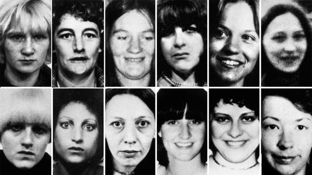 Twelve of the 13 victims of Peter Sutcliffe, the Yorkshire Ripper, who has died in hospital. Top row (left to right) Wilma McCann, Emily Jackson, Irene Richardson, Patricia Atkinson, Jayne McDonald and Jean Jordan. Bottom row: Yvonne Pearson, Helen Rytka, Vera Millward, Josephine Whitaker, Barbara Leach and Jacqueline Hill (PA)