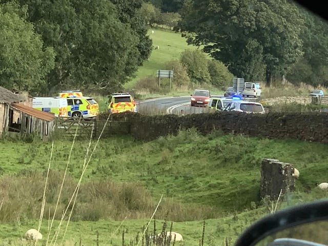 Police at the farm in the Warcop area of Cumbria 