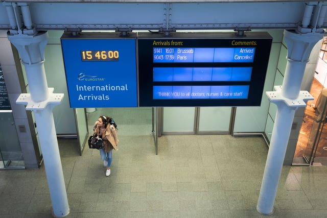 A very quiet Eurostar arrivals area (Victoria Jones/PA)