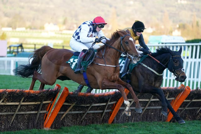 Banbridge (left) winning the Martin Pipe Conditional Jockeys’ Handicap Hurdle 