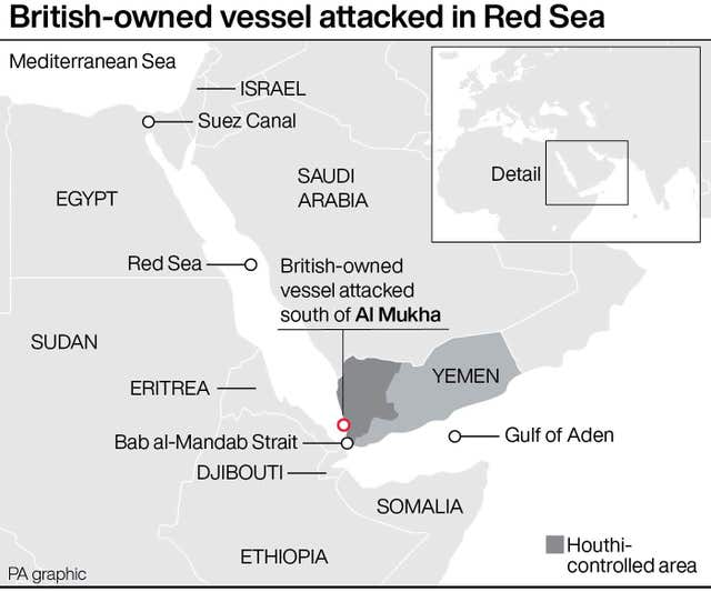 British-owned vessel attacked in Red Sea