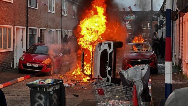 The scene on Lendrick Street in Belfast after disorder