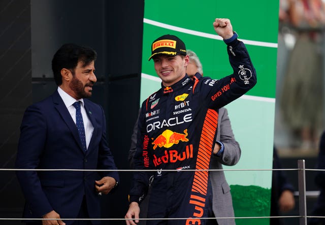 Max Verstappen celebrates his British Grand Prix win