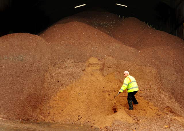 Salt and molasses is used for gritting