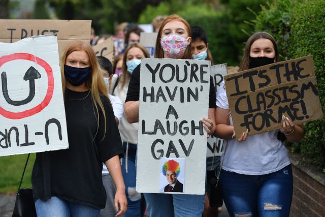 Students protested in 2020 over the A-level results