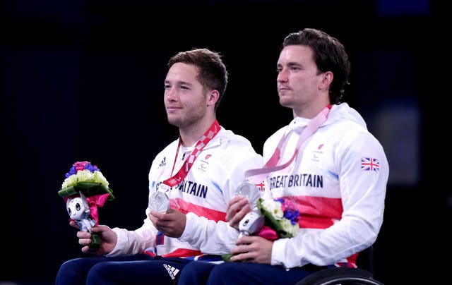 Gordon Reid (right) and Alfie Hewett pose with their silver medals 