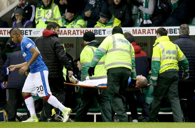 Rangers striker Kenny Miller lasted just 15 minutes of last week's clash with Hibs before he had to be stretchered off after suffering his hamstring injury 