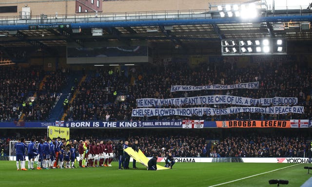 Fans held up banners in memory of Ray Wilkins at Chelsea's game with West Ham