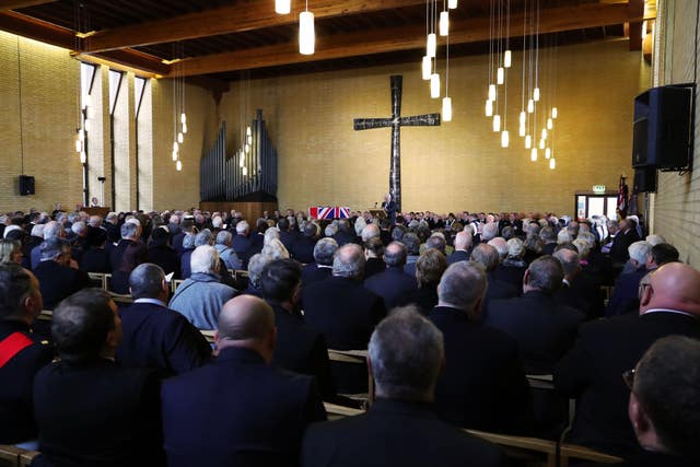 Around 550 mourners attended Surgeon Captain Rick Jolly’s funeral service (LPhot Ken Gaunt/Royal Navy/MoD/Crown copyright/PA)