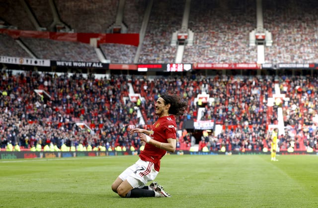 United fans were able to celebrate an early goal from Edinson Cavani