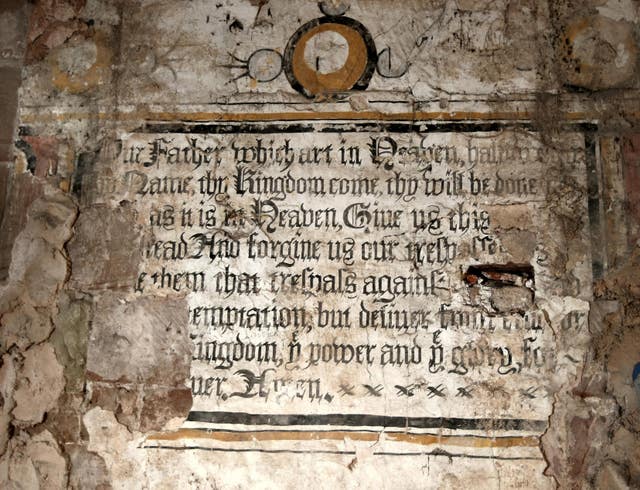 A centuries-old mural of the Lord’s Prayer (David Jones/PA)