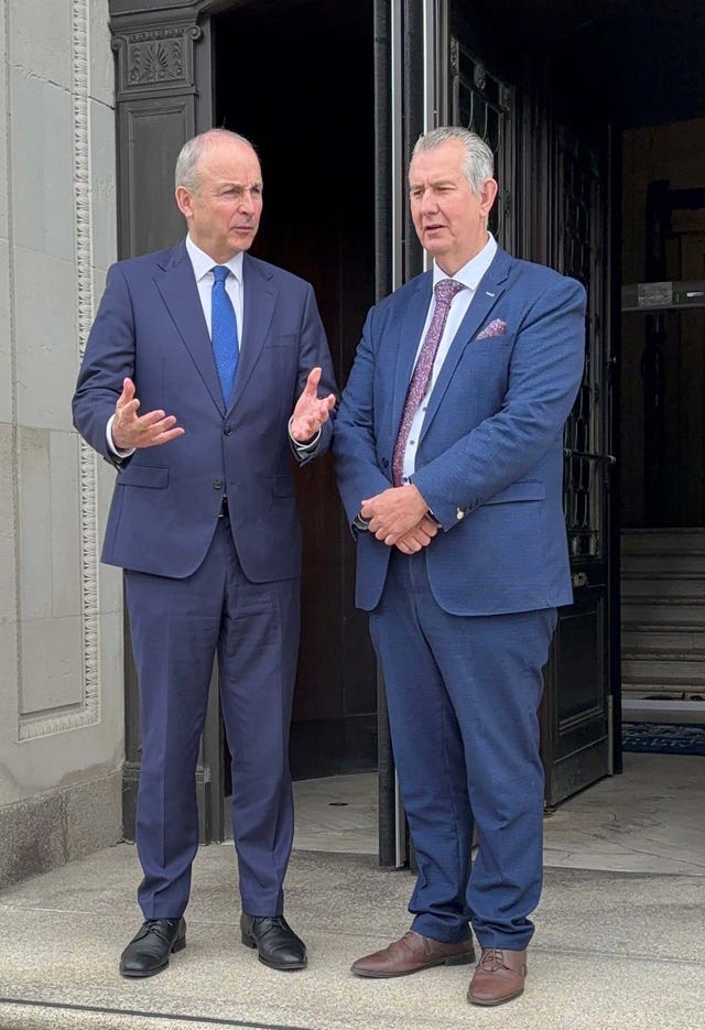 Micheal Martin talks to Stormont Speaker Edwin Poots