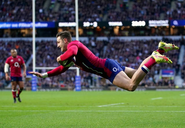 Jonny May scoring a try against Tonga