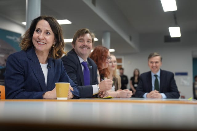 Work and Pensions Secretary Liz Kendall during a visit to Peterborough College to attend an apprenticeship showcase