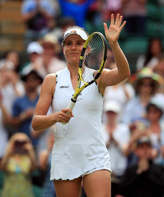 Johanna Konta celebrates her victory 